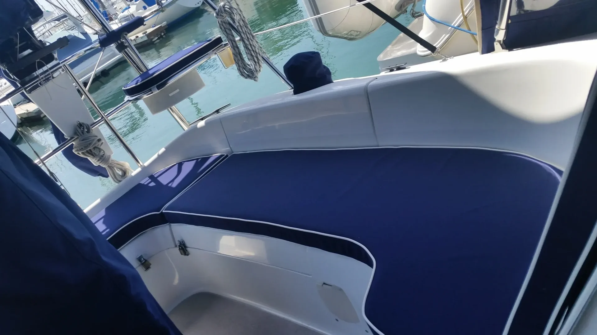 Comfortable seating on a boat deck