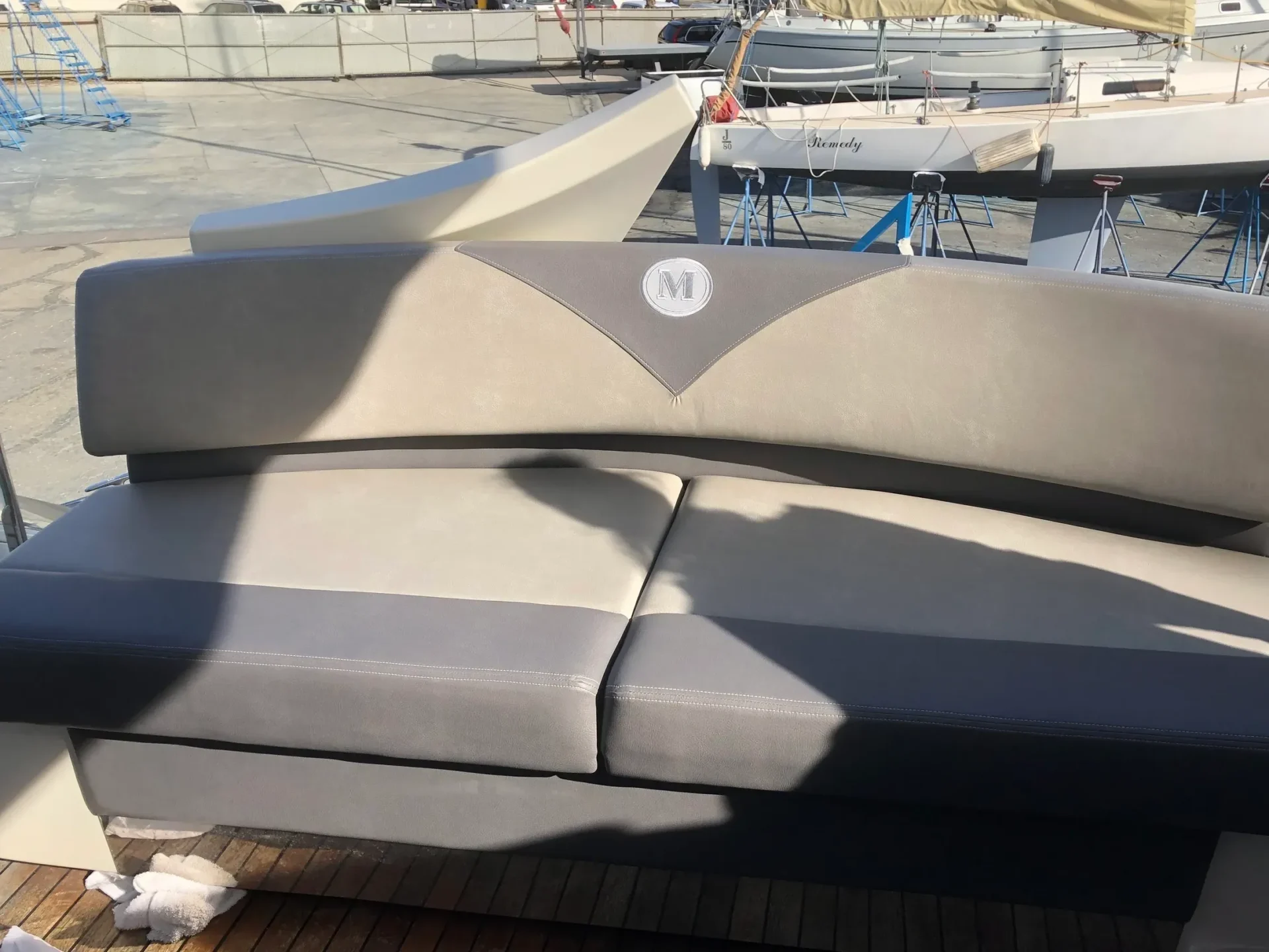 Boat seating with shadow pattern